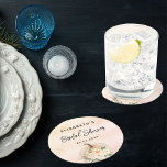 Dessous-de-verre Rond En Papier Citrouille de douche nuptiale crème rose or<br><div class="desc">Arrière - plan couleur rose vif et or rose,  citrouille et fleurs,  un couleur crème. Personnalisez et ajoutez un nom et une date.</div>