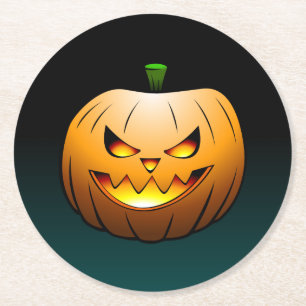Dessous-de-verre Rond En Papier Citrouille d'Halloween Jack O'lantern