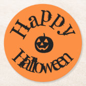 Dessous-de-verre Rond En Papier Citrouille d'Halloween Orange moderne (Devant)