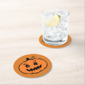 Dessous-de-verre Rond En Papier Citrouille d'horreur d'Halloween (En situation)