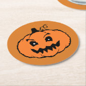 Dessous-de-verre Rond En Papier Citrouille d'horreur d'Halloween (Incliné)