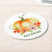 Dessous-de-verre Rond En Papier Citrouille floral (Incliné)