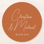 Dessous-de-verre Rond En Papier Citrouille ・ Script manuscrit moderne (Devant)