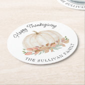 Dessous-de-verre Rond En Papier Citrouille Thanksgiving (Incliné)