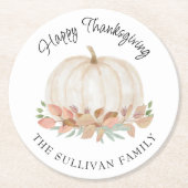 Dessous-de-verre Rond En Papier Citrouille Thanksgiving (Devant)