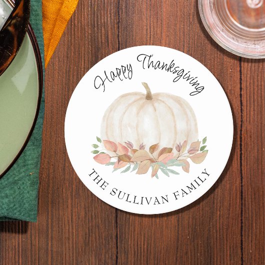 Dessous-de-verre Rond En Papier Citrouille Thanksgiving