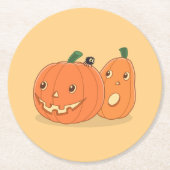 Dessous-de-verre Rond En Papier Citrouilles d'Halloween sur Jaune (Devant)