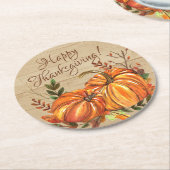 Dessous-de-verre Rond En Papier Citrouilles rustiques de Thanksgiving (Incliné)