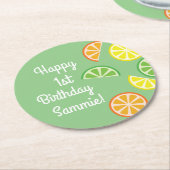 Dessous-de-verre Rond En Papier Citrus Slice Anniversaire de l'enfant Été (Incliné)