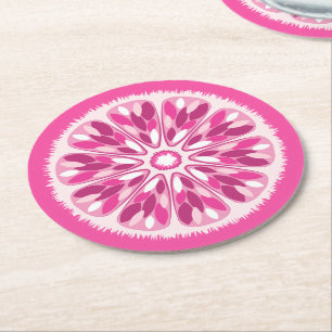 Dessous-de-verre Rond En Papier Citrus Slices Citron rose