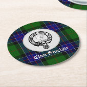 Dessous-de-verre Rond En Papier Clan Sinclair Tartan & Crest Badge (Incliné)