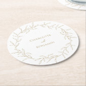 Dessous-de-verre Rond En Papier Classic Gold Mariage (Incliné)