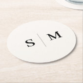 Dessous-de-verre Rond En Papier Classic Monogram White Wedding (Incliné)