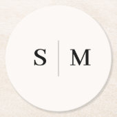 Dessous-de-verre Rond En Papier Classic Monogram White Wedding (Devant)