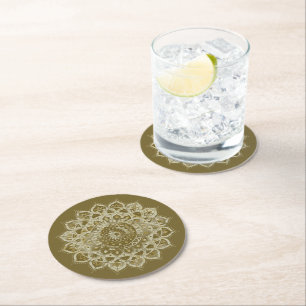 Dessous-de-verre Rond En Papier Classique Mandala Inde Style 4
