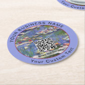 Dessous-de-verre Rond En Papier Claude Monet - Lys d'eau / Nympheas - Code QR (Incliné)