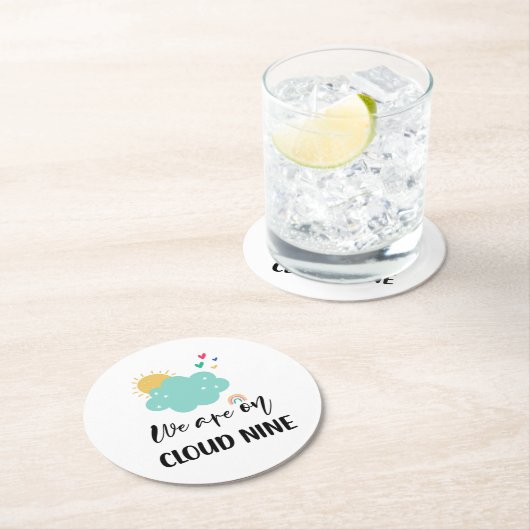 Dessous-de-verre Rond En Papier Cloud Nine Baby Shower (En situation)