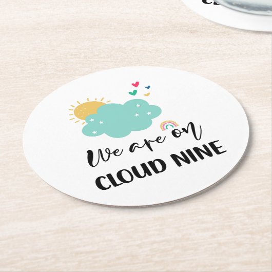 Dessous-de-verre Rond En Papier Cloud Nine Baby Shower (Incliné)