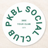 Dessous-de-verre Rond En Papier Club Social PKBL Vert Pickleball (Devant)