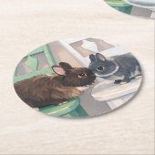 Dessous-de-verre Rond En Papier Coasters (Set of 6) Two Rabbits (Incliné)