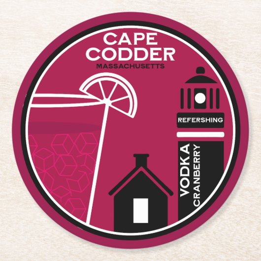 Dessous-de-verre Rond En Papier Cocktail Cape Codder (Devant)