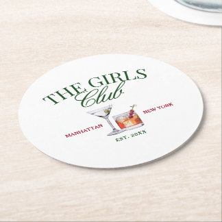 Dessous-de-verre Rond En Papier Cocktails Classy Green & Red Girl's Club