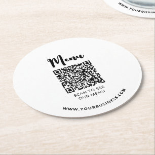 Dessous-de-verre Rond En Papier Code QR de menu de restaurants modernes