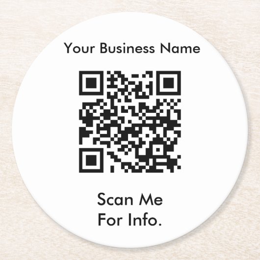 Dessous-de-verre Rond En Papier Code QR entreprise (Devant)