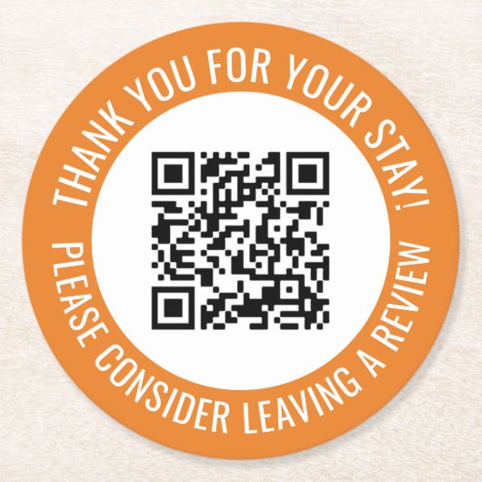 Dessous-de-verre Rond En Papier Code QR promotionnel Orange Merci Scan Me (Devant)