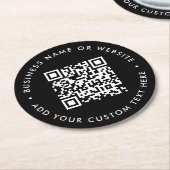 Dessous-de-verre Rond En Papier Code QR | Scan Me Black Modern Design Business (Incliné)