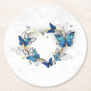 Dessous-de-verre Rond En Papier Coeur bijoux avec papillons Morpho