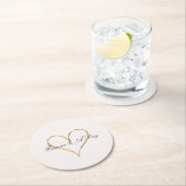Dessous-de-verre Rond En Papier Coeur chic de l'or (En situation)