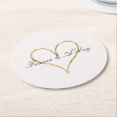 Dessous-de-verre Rond En Papier Coeur chic de l'or (Incliné)