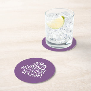 Dessous-de-verre Rond En Papier Coeur plein de coeur amour blanc ID733