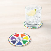 Dessous-de-verre Rond En Papier Coeurs arc-en-ciel (En situation)