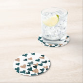 Dessous-de-verre Rond En Papier Coeurs d'aquarelle de la Saint-Valentin - neutre (En situation)