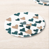 Dessous-de-verre Rond En Papier Coeurs d'aquarelle de la Saint-Valentin - neutre (Incliné)