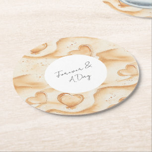 Dessous-de-verre Rond En Papier Coeurs tropicaux dans le mariage sur la plage de s