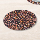 Dessous-de-verre Rond En Papier Coffee Haricots crayon Motif Rustique Brown (Incliné)