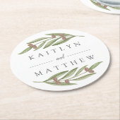 Dessous-de-verre Rond En Papier Collection de Mariages de Branches d'Olivier (Incliné)