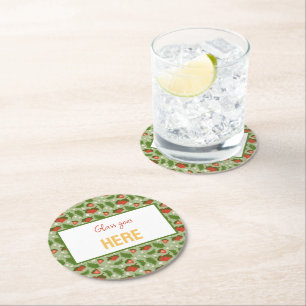 Dessous-de-verre Rond En Papier Collection de Motifs de paniers de fruits - Fraise