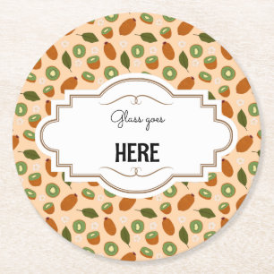 Dessous-de-verre Rond En Papier Collection de Motifs de paniers de fruits - Kiwi