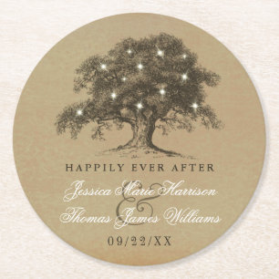 Dessous-de-verre Rond En Papier Collection Vintage de Mariages d'Old Oak Tree