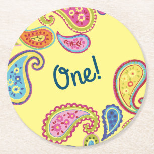Dessous-de-verre Rond En Papier Colorée Paisley Anniversaire de enfant Party