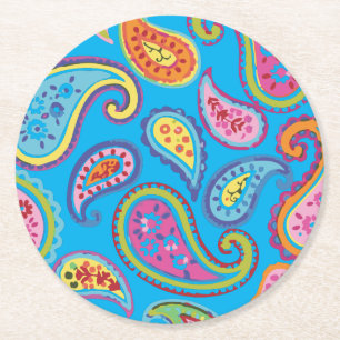 Dessous-de-verre Rond En Papier Colorée Paisley Anniversaire de enfant Party