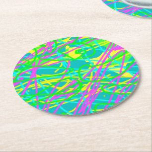 Dessous-de-verre Rond En Papier Coloriez Mes Rêves Motif Gribouillage Expressif Ar
