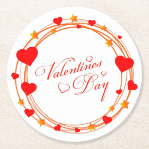 Dessous-de-verre Rond En Papier Conception de cercle de la Saint-Valentin-25695