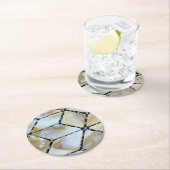 Dessous-de-verre Rond En Papier Conception de Nacre (En situation)