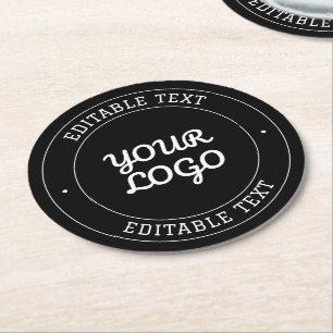 Dessous-de-verre Rond En Papier Conception de texte modifiable avec votre logo   N