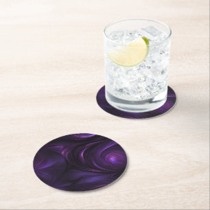 Dessous-de-verre Rond En Papier Conception de torsion violette foncée